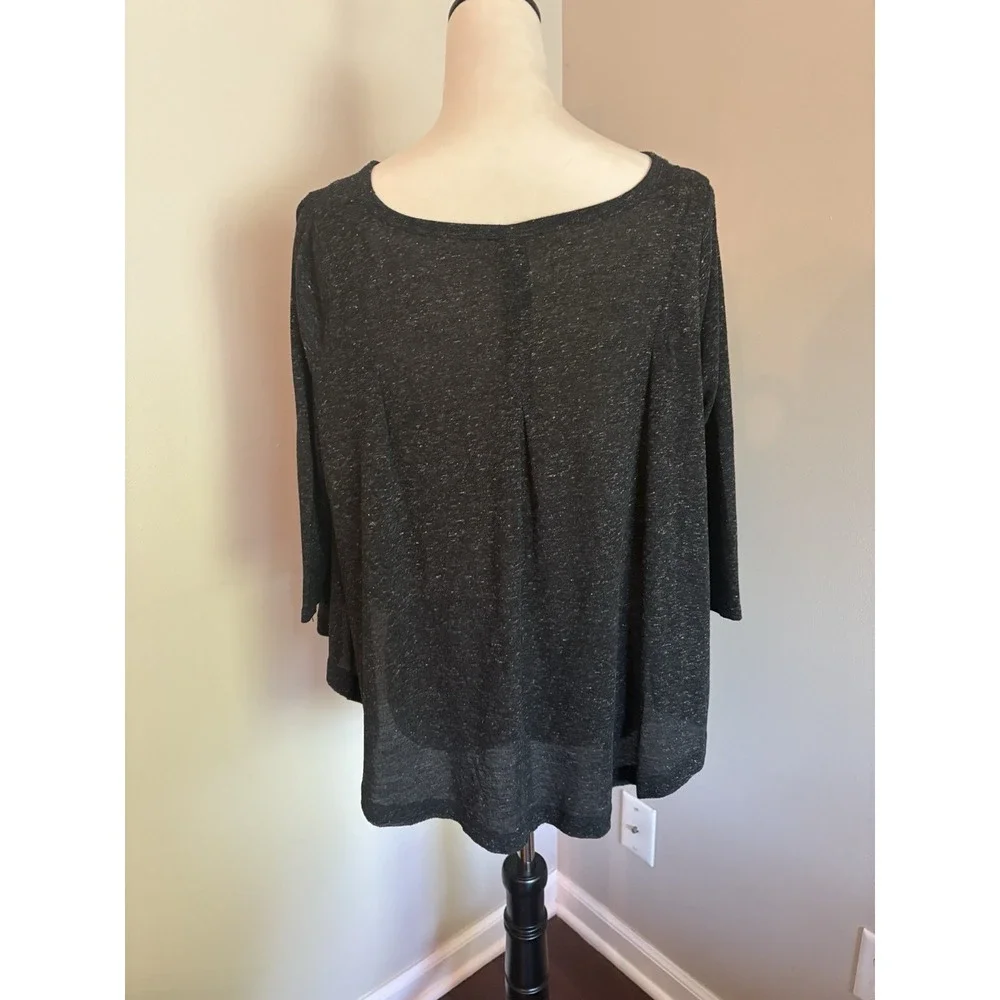 Free People We The Free Tambourine Swing Top Charcoal Gray Pleated Blouse Sz XS